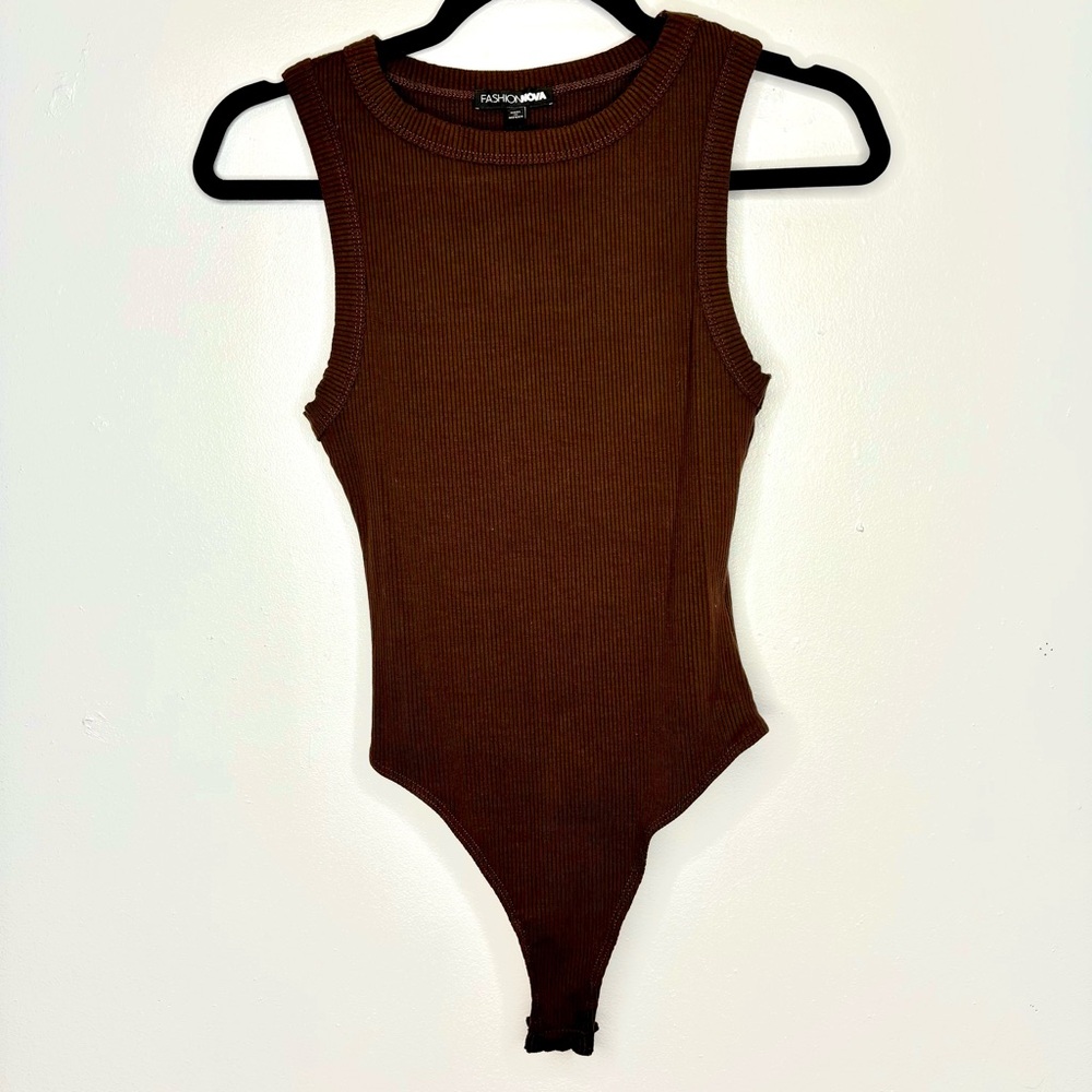 Fashion nova brown bodysuit medium size.